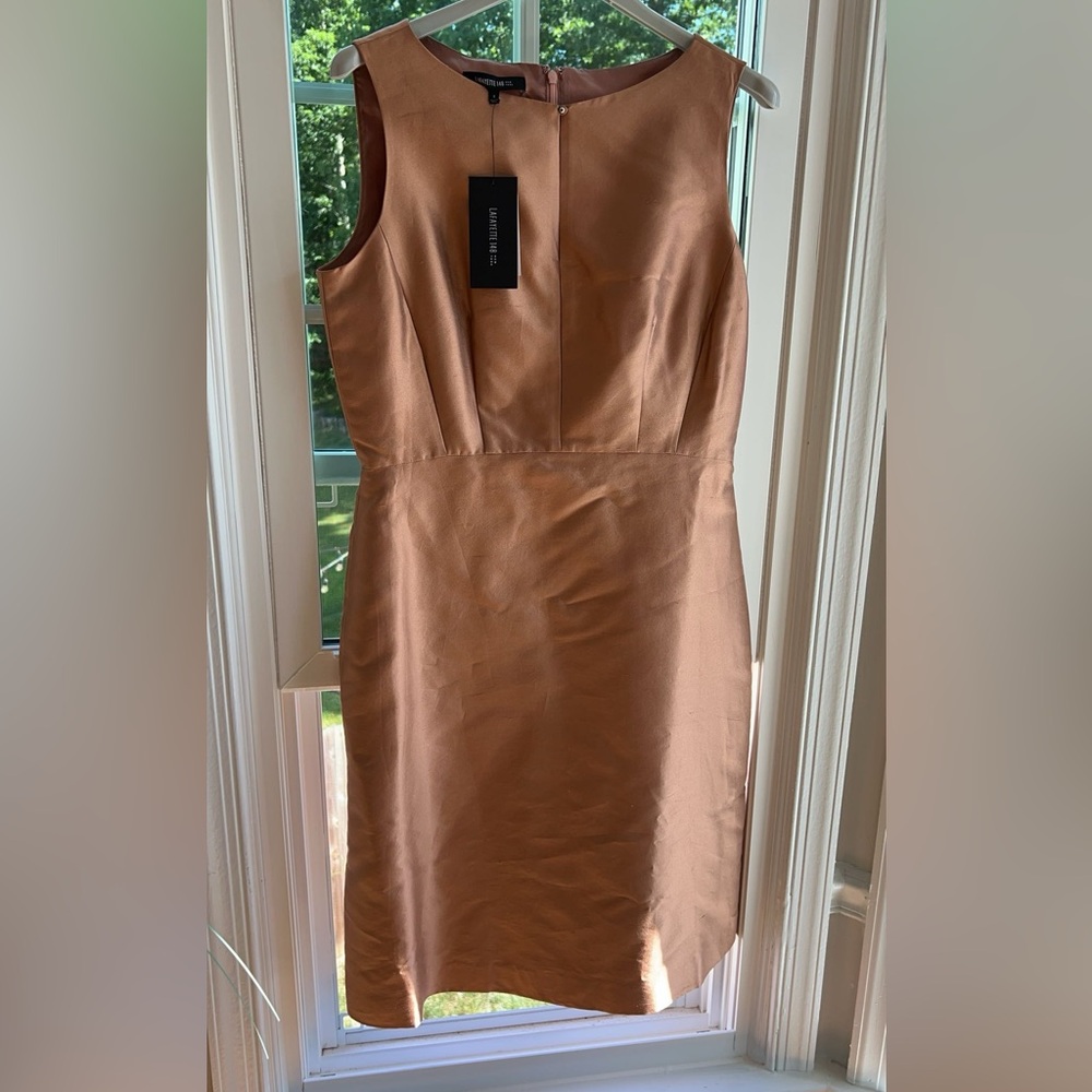 LAFAYETTE 148 New York "Sachet" Silk Peachy Pink Sheath Dress Sz 6 NWT